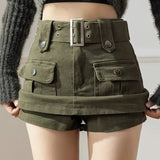 Women Summer Cargo Skirt High Waist Korean Version Y2k Fashion Casual Denim Skirts Style Pants Vintage A-line Women's
