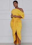 Sexy Sloping Shoulder Short Sleeve Irregular Long
