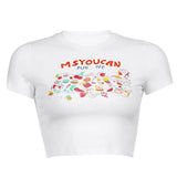 Angel Printed Short Sleeve Crop Top T Shirt Women Summer Clothes Cute Print T-shirt Ladie Streetwear Tee Shirt