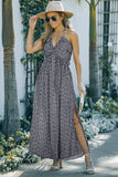 Halter Neck Backless Slit Dress with