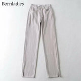 2021 Woman Long Jeans 115 cm High Waist Overlength Jeans Side Split 100% Cotton Cargo Denim Pants Female