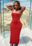 Cute Strap Sleeveless Solid Midi Sheath Tank