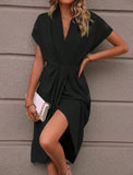 V-Neck Temperament Elegant Irregular Sleeves Of Pure Color Bag