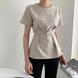 Cotton Linen New Oversize Women Blouses Summer Tops Femme Casual Womens Blouse Maxi Shirt Short Sleeve Plus Size