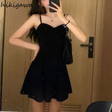 Women Clothing Sets Lantern Sleeve Short Loose Shirts with Black Solid 2023 Korean Fashion Women's Dress Two Piece Suit-Outfit