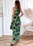 Printed Sweet O-Neck Sleeveless Beach Maxi