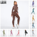 Women Fitness Sets Female Sport Gym Suits Wear Running Clothes Women Workout Sport Suit Long Sleeve Crop Top
