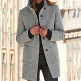 Autumn And Winter Women's New Ebay Retro Solid Color Button Collar Hair