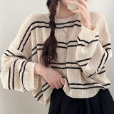 Vintage Striped Oversized Knitted Tee-Outfit