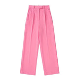 2022 Spring Women 2 Pieces Set Chiffon Blouse Long Sleeve Tops O Neck Shirts High Waist Trousers Loose Wide Leg