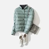 90% Down Jacket Double Sided Stand Collar Female Coat Solid Single Breasted 2020 Winter Fashion Casual Lady Short