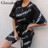 Summer casual two piece set top and pants women sets short sleeve fashion loose outfits shorts suit 2020 female co