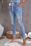 Frayed Drawstring Waist