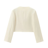 New Leisure Button Decoration Round Collar Short Coat 1237829-Outfit