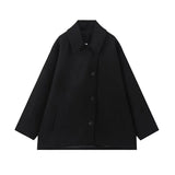Women's Autumn And Winter New Fashion Loose Blending Solid Coat Coat