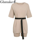 Summer casual two piece set top and pants women sets short sleeve fashion loose outfits shorts suit 2020 female co