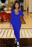Ribbed Sexy Long Bodycon Dress with Full