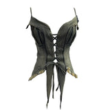 Real-Hand Shot Vintage Babes With Thaired Hairy Denim Sling Vest Short Umbilly Sleeveless Top