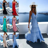 New Sling Multicolor Dress INS Casual Fashion Dark V-Neck Dress In Summer-Outfit