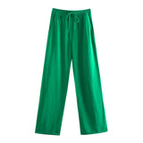 Spring Pocket Baggy Shirt Elastic Waist Pant Suit-Outfit