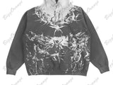 retro ins style women autumn hoodie new style personalized 3D printing pattern loose pullover couple hooded sweatshirt-Outfit