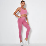 Gym Set Fitness Clothing Sportswear High Waist Women Gym Leggings Tights Padded Push-up Sports Bra 2 Pcs Sports