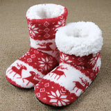 Slippers Winter Floor Shoes Woman Cotton Slipper Christmas Indoor Shoes Female Elk Warm Fur Plush Insole No Skid