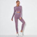 Seamless Sports Set Gym Women Tracksuit Clothing Fitness Leggings Cropped Shirts Sport Suit Women Long Sleeve