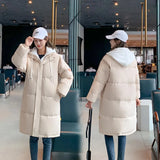 2021 Snow Wear Long Winter Coat Women Spliced Hooded Warm Parkas Female Hooded Padded Winter Jackets Women