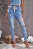 Frayed Drawstring Waist