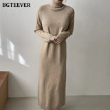 Turtleneck Full Sleeve Oversized Knit Dress Female 2021 Winter Vestidos Casual Thick Twisted Women Long Sweater