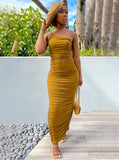 One Shoulder Pleated Long Party