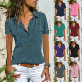 Summer Autumn New Ladies Shirt Collar Short-Sleeved Shirt Women's