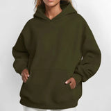 Women's Coat Women's New Fashion Pure Color Loose Casual Temperament Long-Sleeved Hooded Spring Sweater Women
