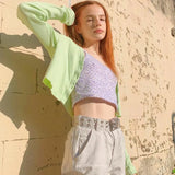 Strap Floral Graphic Cropped Tops Fashion Printing Backless Purple Camis Tops Chic Summer Cute