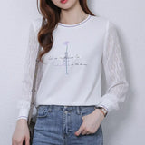 embroidered Women's Tshirt Casual Tops printing T Shirt Basic bottoming shirts Ladies o-neck Long Sleeve Tee