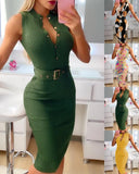 Independent Station Popular Style Sexy Fashion Button Dress Dress With Belt-Outfit