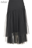 Solid Skirts For Women High Waist Patchwork Mesh Minimalist Loose Mid Skirt Female Autumn Clothing Fashion Style