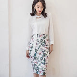 Waist Floral Print Skirts Vintage Elegant Office Lady Bodycon Skirt 2019 Women Summer Pencil Skirt Korean