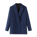 And Summer 2024 New Simple Loose Double-Breasted Suit Jacket New Suit For Women In Spring And Autumn-Outfit