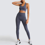 2 Piece Sport Gym Clothes Fitness Set Squat Proof Pant Seamless Leggings Sport Bra Sportwear Crop Top Active Workout
