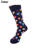 Colorful Cotton Men's Socks Funny Mushroom Strawberry Geometric Calcetines Happy Casual Skate Harajuku