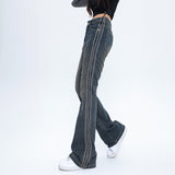 Y2k Jeans For Women High Waist Straight Baggy Clothes Korean Style Streetwear Contrasting Colors Denim Trousers