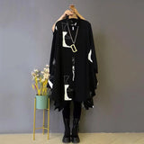 Geometric Printed Loose Shirt Spring Autumn Single-breasted Female Clothing Commute Lapel Fashion Irregular Hem