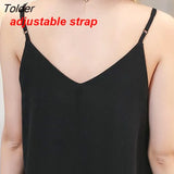 Women Chiffon Spaghetti Strap Sleeveless Dress Korean Loose V-neck Sexy Elegant Vintage Ladies Breathable Thin
