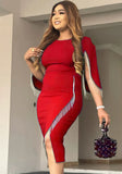 Formal Slit Fringe Midi Party