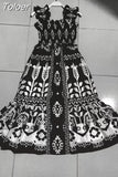 Spring Long Dress For Women Square Collar Sleeveless Backless High Waist Colorblock Print Camisole Dresses Female
