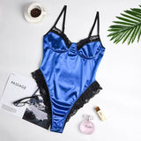 Paris Satin Lace Bodysuit Women Sexy One Piece Backless Half Cup Bodysuits New Nightwear Skinny Romper Mujer