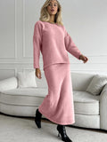 2025 Elegant Soft Thicker Round Collar Sweater + Fishtail Skirt Two Sets Of Women's OL Wind Top + Skirt