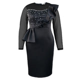 Fashion Perspective Nail Dress Elegant Wind Wood Ear High Waist Dress